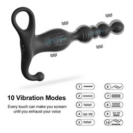 New Silicone Anal Beads Vibrator for Women Men Dildo for Anal Toys Ball Plugs Prostate Massager with Thrusting Sex Toys for Adults 230316
