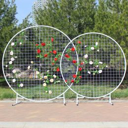 Party Decoration Wedding Props Circle Grid Wrought Iron Background Flower Frame Stand Round Arch Backdrop Decor Stage Metal Shelf