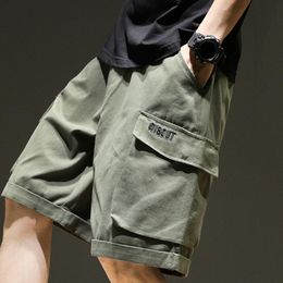 Men's Shorts Men Shorts Hip Hop Knee Length Loose Type Deep Crotch Elastic Waist Straight Multi Pockets Cargo Shorts Daily Clothes 230327