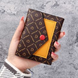 Wallets Leather Small Wallets Women Luxury Brand Design Splicing Short Wallet Purses Female Short Coin Zipper Purse Holder G230327