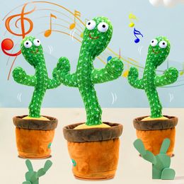 Dancing Cactus Toy Repeat Talking USB Charging Can Sing Record Dansant Kids Education Toys Birthday Present 230327