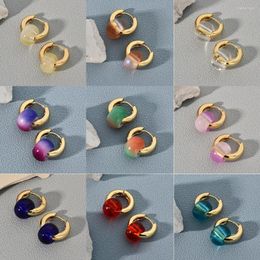 Hoop Earrings Multicolor Round Acrylic For Women Gold Colour Copper Huggies Ear Buckle Female Boho Jewellery Gifts