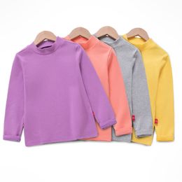 T-shirts Autumn Winter 100% Cotton Girls T-Shirt Long-sleeve Baby Kids Turtleneck Bottoming Shirt for Children Clothes Girl Tops 2-10Y 230327