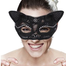 Party Masks Adult Mask Makeup Costume Props Lace Female Animal Mask Halloween Party Dress Up Supplies Masquerade Animal Mask 230327
