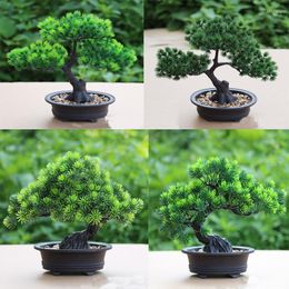 Decorative Flowers Artificial Plants Pine Tree Green Bonsai With Pot Fake For Giving And At Home Decor On Desk High Quality