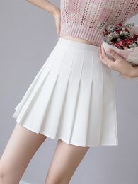 Skirts Zoki Sexy Women Pleated Skirt Summer High Waist Chic A Line Ladies Pink Mini Skirt Korean Zipper Preppy Style Girls Dance Skirts 230327