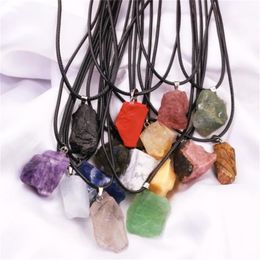 Natural Raw Fluorite Amethyst Crystal Pendant Necklace Energy Stone Healing Meditation Yoga Gift Wholesale