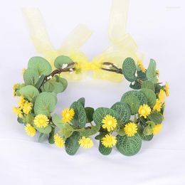 Headpieces Chrysanthemum Flower Wreath Crown Festival Headband Hair Accessories Headdress Girl Garland Wedding Bride Poshoot Headwear