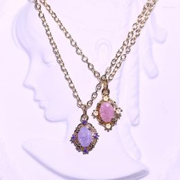 Pendant Necklaces Fashion Creative Geometric Colorful Semi-Precious Stone Necklace Boho Exquisite Wedding Jewelry For Women GiftsPendant Mor