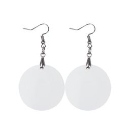 Sublimation Blanks Blank Earrings Round Heat Transfer Mdf Board White Wire Hook Earring For Diy Crafts Dhiv4