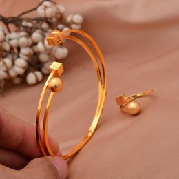 Bangle Ethiopian Cuff Gold Colour Bead Bangles For Women Wedding Bridal Bracelets Jewellery Middle East African Bride Gifts