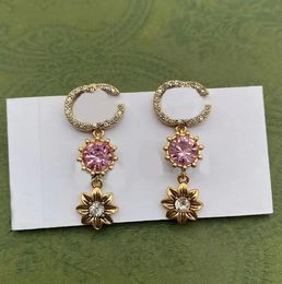 Europa baumeln Mode beliebte baumeln Kronleuchter Ohrringe Frauen Farbe Diamant Blume Anhänger Designer Ohrringe