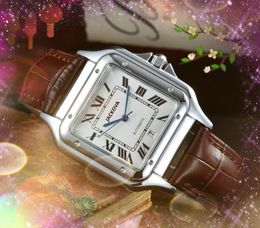 Popular luxury tank solo square roman watches Mens Leather Band Quartz Movement Clock Gold Silver Leisure Bracelet Wristwatch Montre de Luxe Perfect Quality Gifts