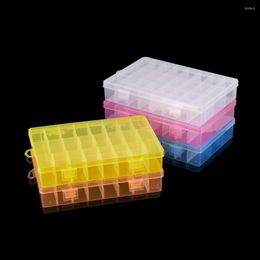 Jewelry Pouches 24 Slots Adjustable Plastic Storage Box Case Transparent Rectangle Organizer Beads Earring Display Supplies Wholesale