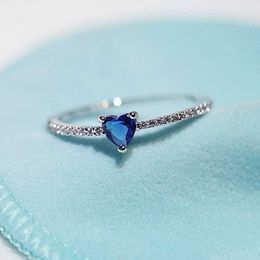 Band Rings Cute Female Blue Crystal Stone Ring Rose Gold Silver Colour Engagement Ring Luxury Heart Zircon Wedding Rings For Women Z0327