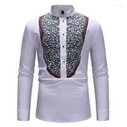 Ethnic Clothing Mens African Tribal Graphic Shirt 2023 Brand Dashiki Men Clothes Slim Fit Long Sleeve Button Up Mandarin Collar