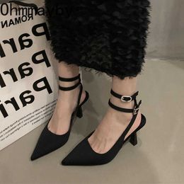 2023 neue Frauen Pumpen Flach Spitz Doppel Schnalle Stripper Heels Maultiere Damen Sandalen schuhe 230327