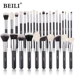 Makeup Tools BEILI Black Makeup brushes set Professional Natural goat hair brushes Foundation Powder Contour Eyeshadow make up brushes 230325