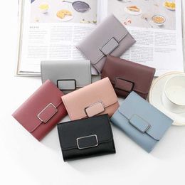 Wallets High quality Women's Wallet Lovely Candy Colour Short Leather Female Small Coin Purse Hasp Purse Card Holder For Girls Gifts G230327