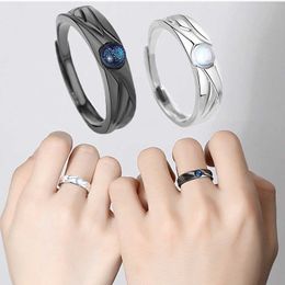 Band Rings 2 Pcs Demons and Angels Matching Couple Friendship Lover Open Adjustable Rings Set Minimalist Engagement Wedding Rings Lovers G230327