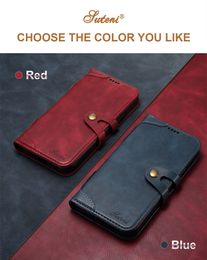 Luxury Flip Wallet Metal Button Case For iPhone 14 Plus 13 12 Mini 14 Pro Max Leather Card Phone Bags Cover