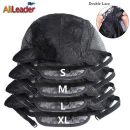 Wig Caps Alileader Wholesale 10Pcs Lace Wig Caps For Making Wigs Bulk Black Brown Wig Cap With Adjustable Straps Weaving Caps Xl L M S 230327