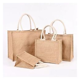 Sublimation Blanks Plain Natural Tote Bag Small Jute Bags For Diy Hand Painting Blank Polyester Canvas Totes With Handles Dholm