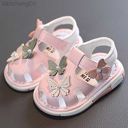 Sandals Summer Sandals Baby Girl Soft Bottom Cute Butterfly All-Match Breathable Birthday Party Fashion Princess Roman Shoes W0327