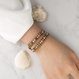 Charm Bracelets KELITCH 2023 Stone For Women Wrap Leather Beaded Chain Bracelet Fashion Handmade Jewellery Man Bangle Accessories