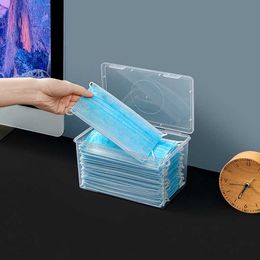 Storage Boxes Bins Dust Proof Transparent Mask Storage Box Wet Tissue Box Baby Wipes Dispenser Holder With Lid Large Capacity Mask Box New P230324