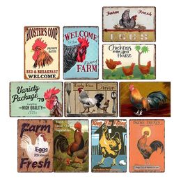 Vintage Chicken Art Metal Painting Plaque Signs Wall Poster Plaque Art Painting Bar Farm Home Wall Decor Plate 30X20cm W03