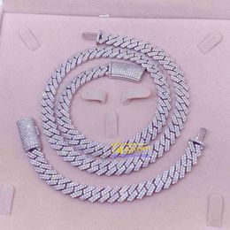 Sale Men Women Necklace Sterling Silver 925 Hip Moissanite Chain Iced Out Cuban Link with Gra Certificate