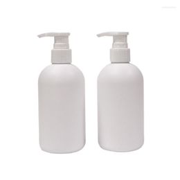 Storage Bottles 250ML Empty HDPE White Round Shampoo Shower Gel Refillable Plastic Bottle Lotion Pump Portable Cosmetic Packing Container