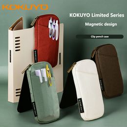Pencil Bags Japan Kokuyo Pencil Case Series Double-sided Magnetic Canvas Stationery Case Convenient Carrying Storage Bag School Supplies 230327