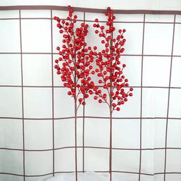 Decorative Flowers 5PCS Artificial Red Berry Christmas Decoration Simulation Fake Plant Flower Fall Party Plants For Home Bedroom Decor