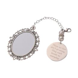 Sublimation Blanks Blank Printable Metal Wreath Ornaments Vintage Memorial Po Charm Pendants Bezel Tray D Dh5Mt