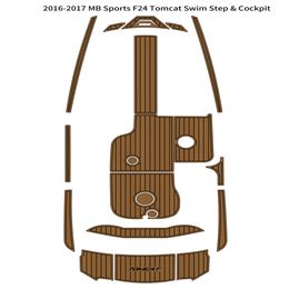 2016-2017 MB Sports F24 Tomcat Swim Platform Cockpit Pad Boat EVA Teak Floor Mat Self Backing Ahesive SeaDek Gatorstep Style Floor