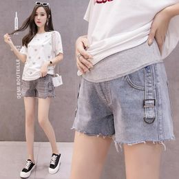 Maternity Bottoms Summer Pregnant Women Belly Jeans Fashion Abdomen Pants Casual Empire Denim Shorts Wide Leg Cotton Trousers Clothes