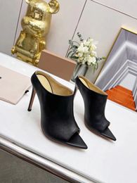 Super nice slim high-heeled slippers thick fruit color luxury crocodile leather women's heels 8cm sexy 35-42