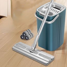 Mops Floor 360° Lazy Mops And Bucket Set Cleaning Mop Microfiber Mop Wet And Dry Floor Cleaning House Household Cleaning Cleaner 230327