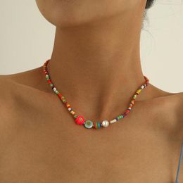 Chains 2023 Summer Boho Colourful Pearl Resin Seeds Beads Handmade Collar Clavicle Choker Necklaces For Women Jewellery