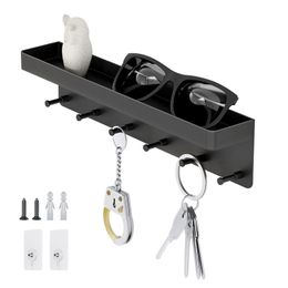 Hooks Rails White Key Holder for Wall Decor Mail Shelf Sorter Organizer Hanger Mount with 6 Storage Rack Kitchen Bathroom 230327