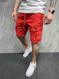 Men's Shorts Men's Summer Breeches and Shorts 2021 Woven Pocket Paste Leather Cargo Shorts Homme classic Brand Clothing Casual Shorts W0327