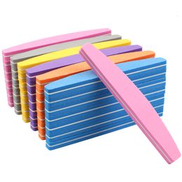 Nail Files 50pcs Sponge Sandpaper Nail Files For Manicure Nail Buffer Block 100180 Colorful Boat Sanding Foam Emery Board Lime a ongle 230325