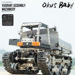 RC Robot 2.4G 10CH Tracked Dump Truck DIY Stainless Steel Assemble Forklift Bulldozer Crane Vehicle Metal Car Model Kid Gifts 230327