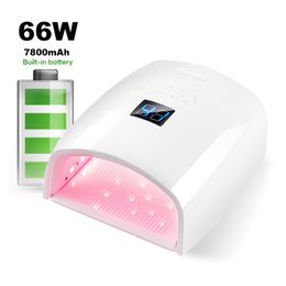 Nail Dryers Upgraded 66W Rechargeable Nail Lamp S10 Cordless Nail Dryer Manicure Machine UV Light for Nails Wireless Nail UV LED Lamp 230325