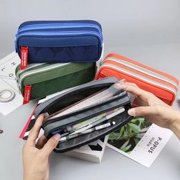 Pencil Bags The trend of pen bag is simple small fresh and lovely. High school students have a large capacity and creative double layers 230327