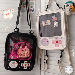 School Bags Cute Clear Kawaii Ita Backpack Pin Dispaly Transparent Rucksack Women Shoulder Bunny Girls Japanese Lolita H225 230317