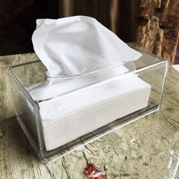 Storage Boxes Bins Clear Acrylic Tissue Holder Dispenser Napkin Car Home Office Desktop Organizer 230327