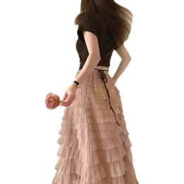 Women's skirts summer gauze ball gown cake high waist A-line skirt